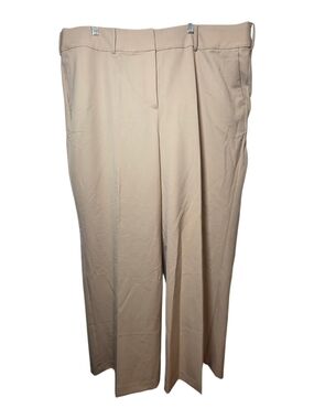 NWT Lane Bryant Beige High Waisted Wide Leg Trousers Pleated Dress Pants Size 22